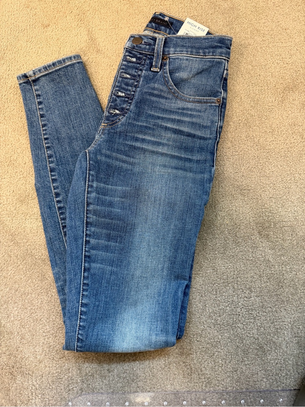 Lucky Brand Medium Blue High-Rise Skinny Jeans button fly